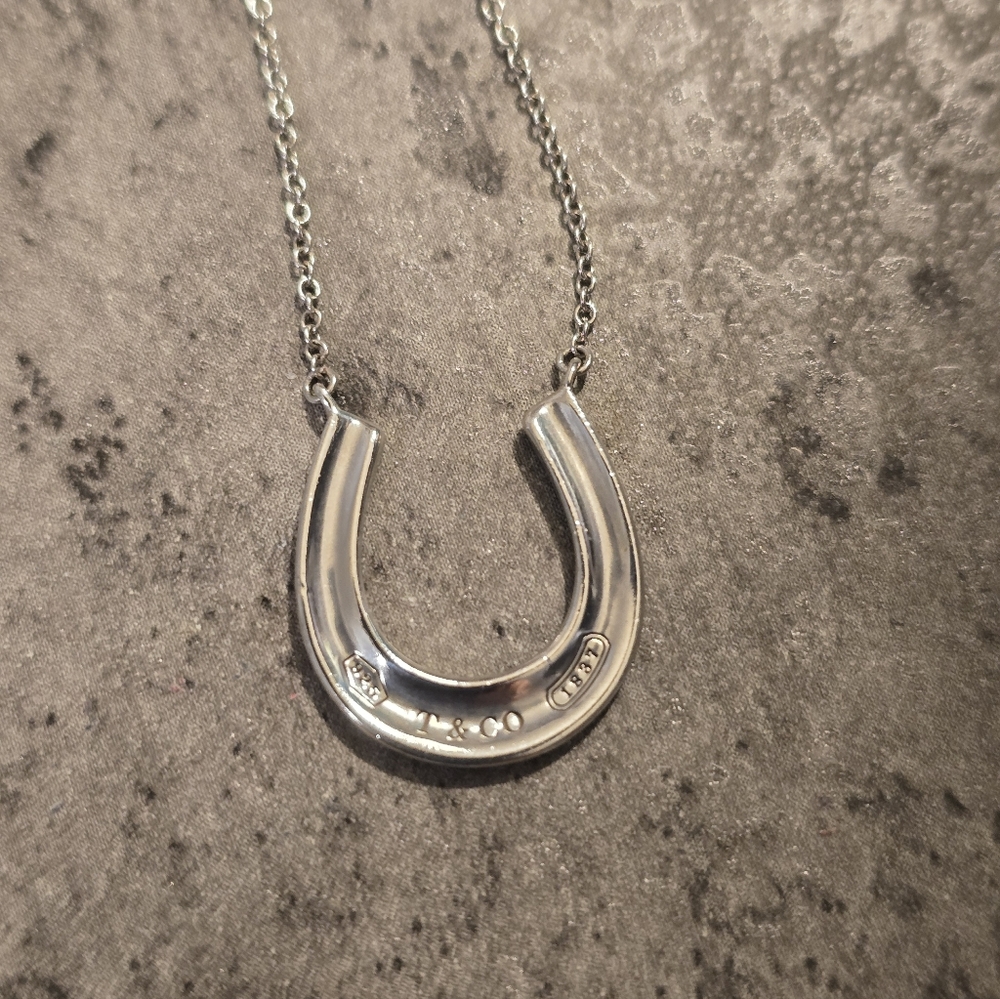 Tiffany & Co. Silver 1837 Horseshoe Pendant Necklace 18"